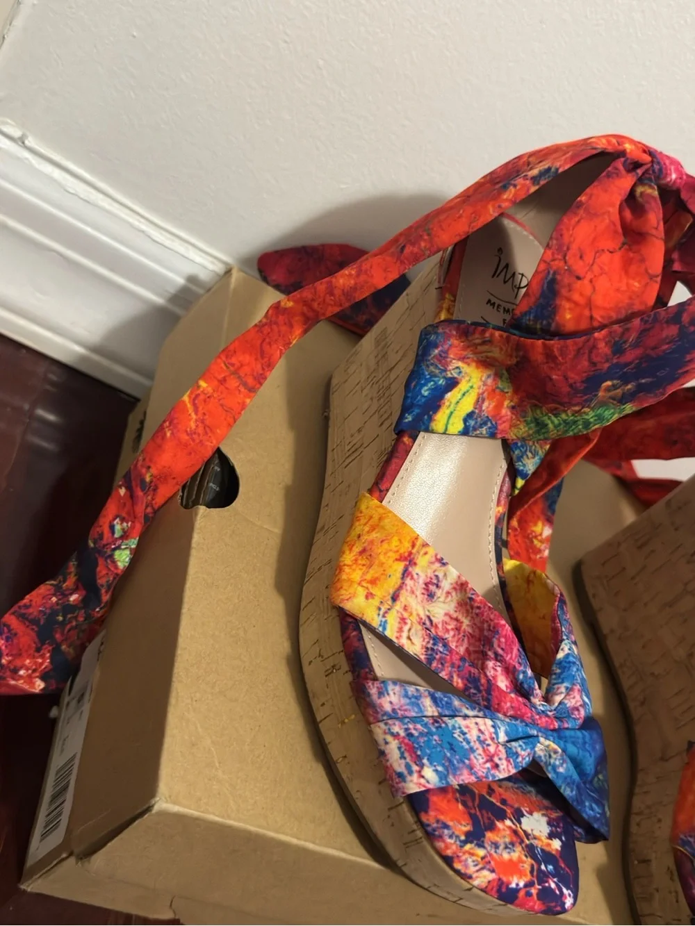 Impo Multicolor Tie-Wrap Cork Wedge Sandal